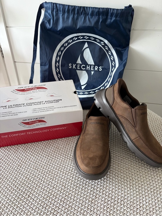 Skechers Other - Skechers Men’s Brown Slip-On Casual Moc Toe Loafers